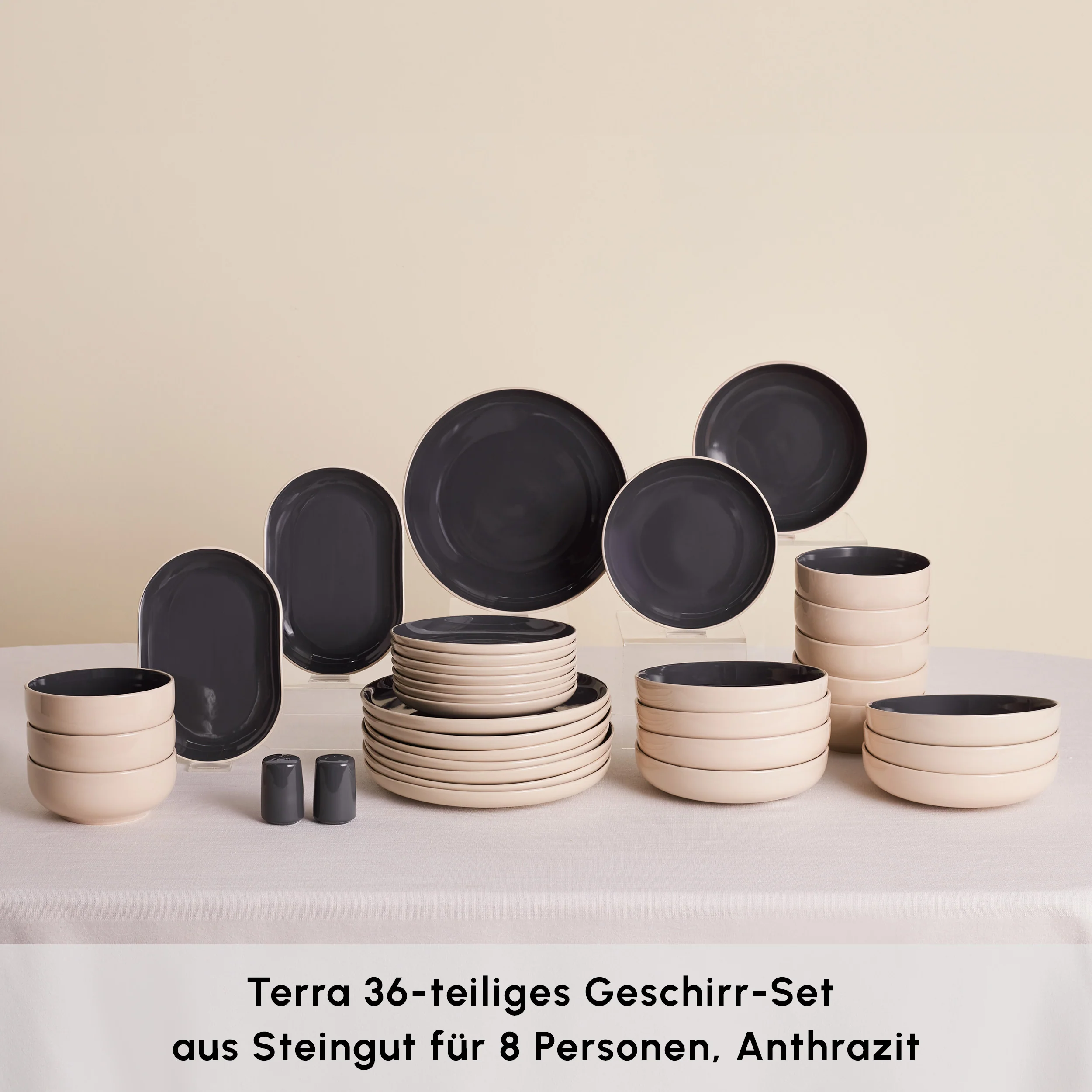 Karaca Terra 36-Teiliges 8-Personen Geschirrset Anthrazit – Bild 3