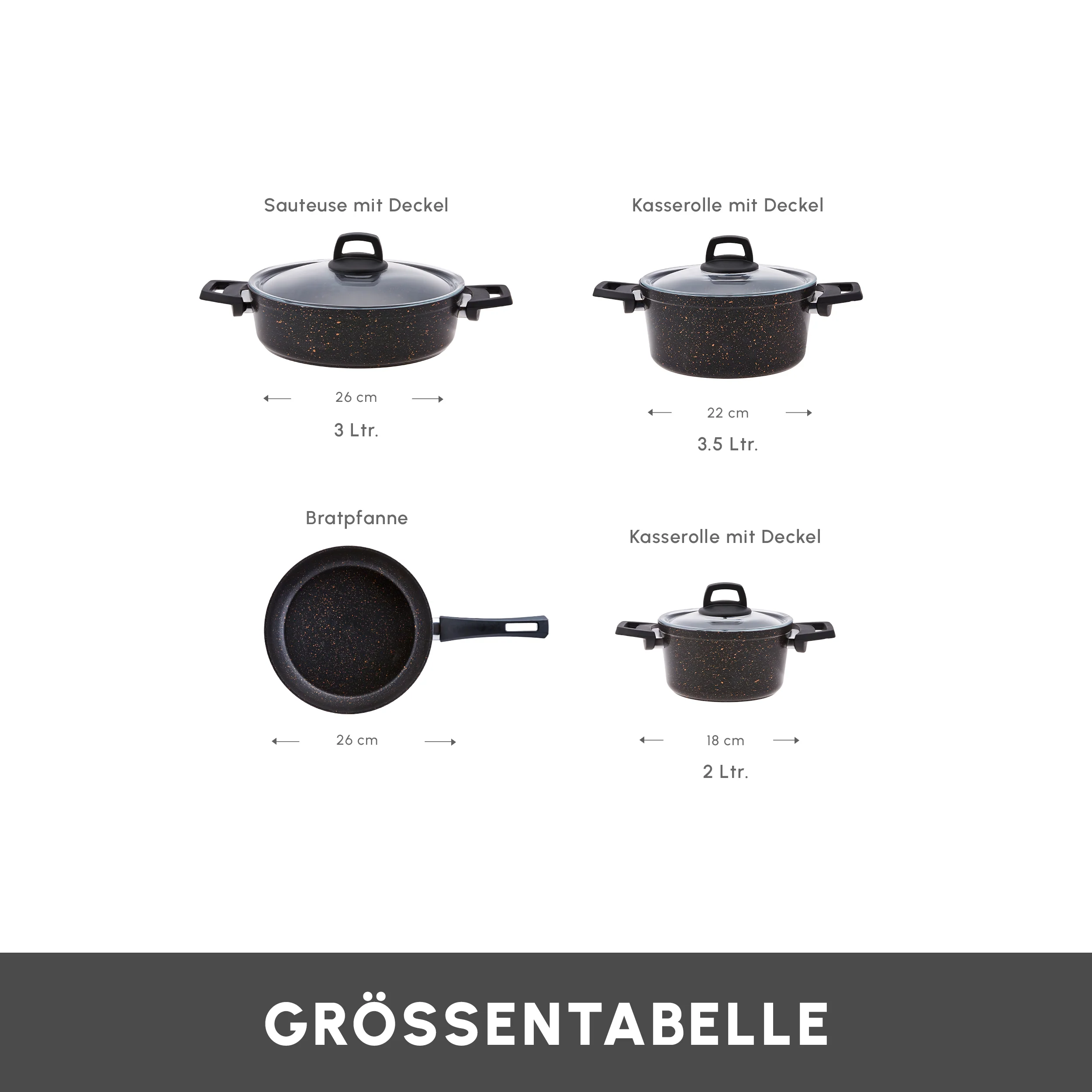 Karaca Biogranit Blackgold V1 7-teiliges Kochgeschirr-Set – Bild 2