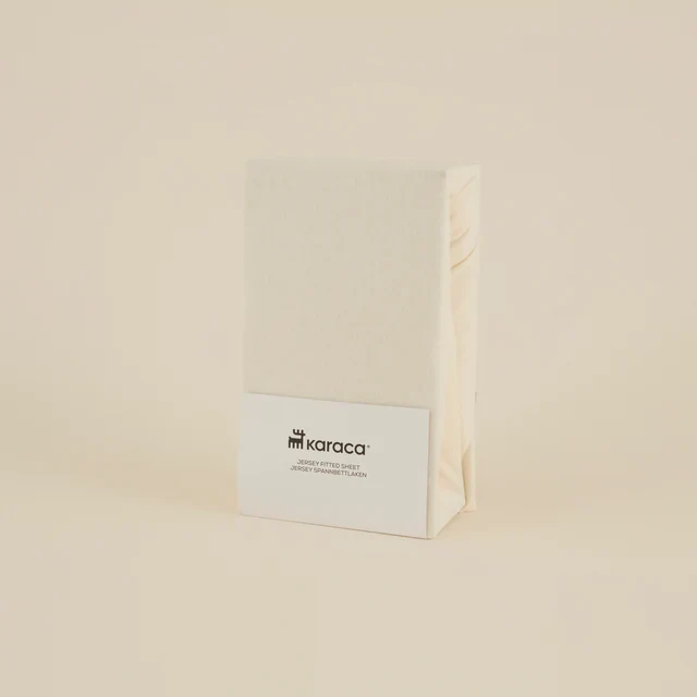 Karaca Home Jersey Spannbettlaken, 140x200+30 cm, Creme – Bild 2