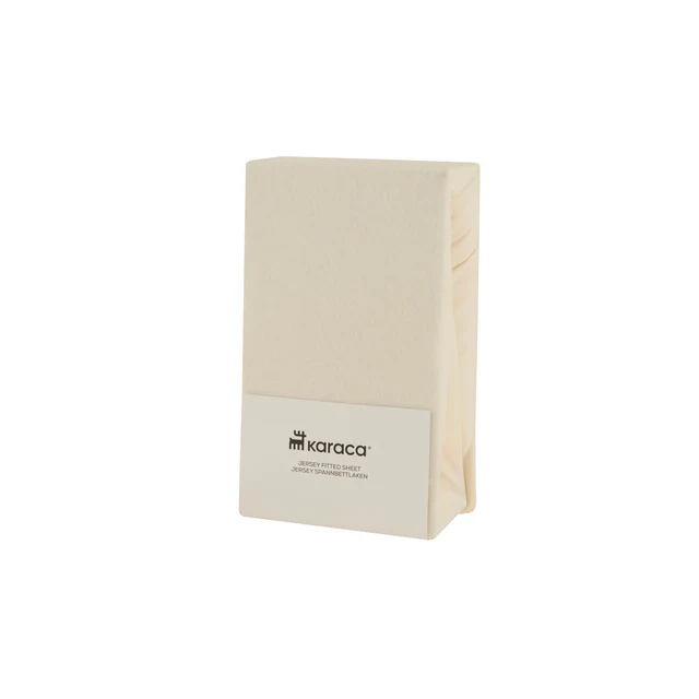 Karaca Home Jersey Spannbettlaken, 140x200+30 cm, Creme – Bild 3