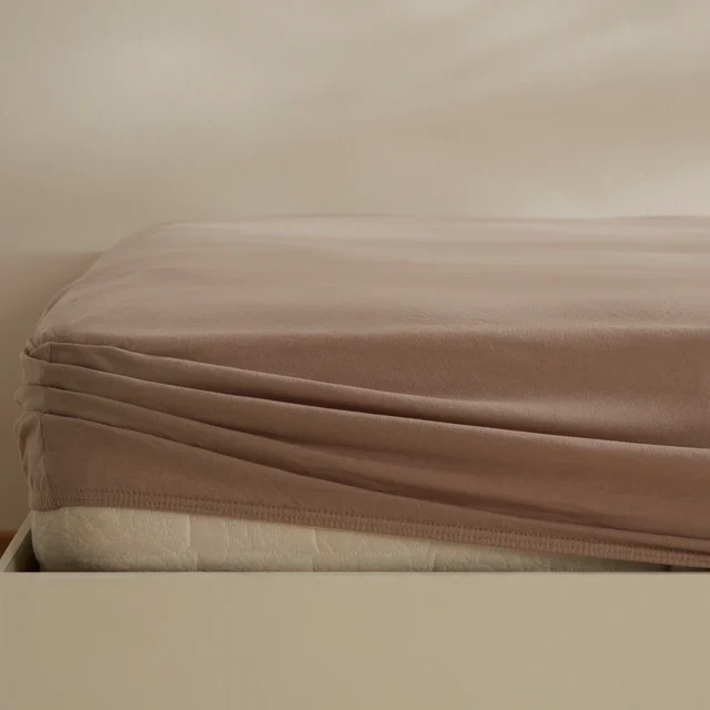 Karaca Home Jerseystretch Spannbettlaken, 120x200+30cm, Beige