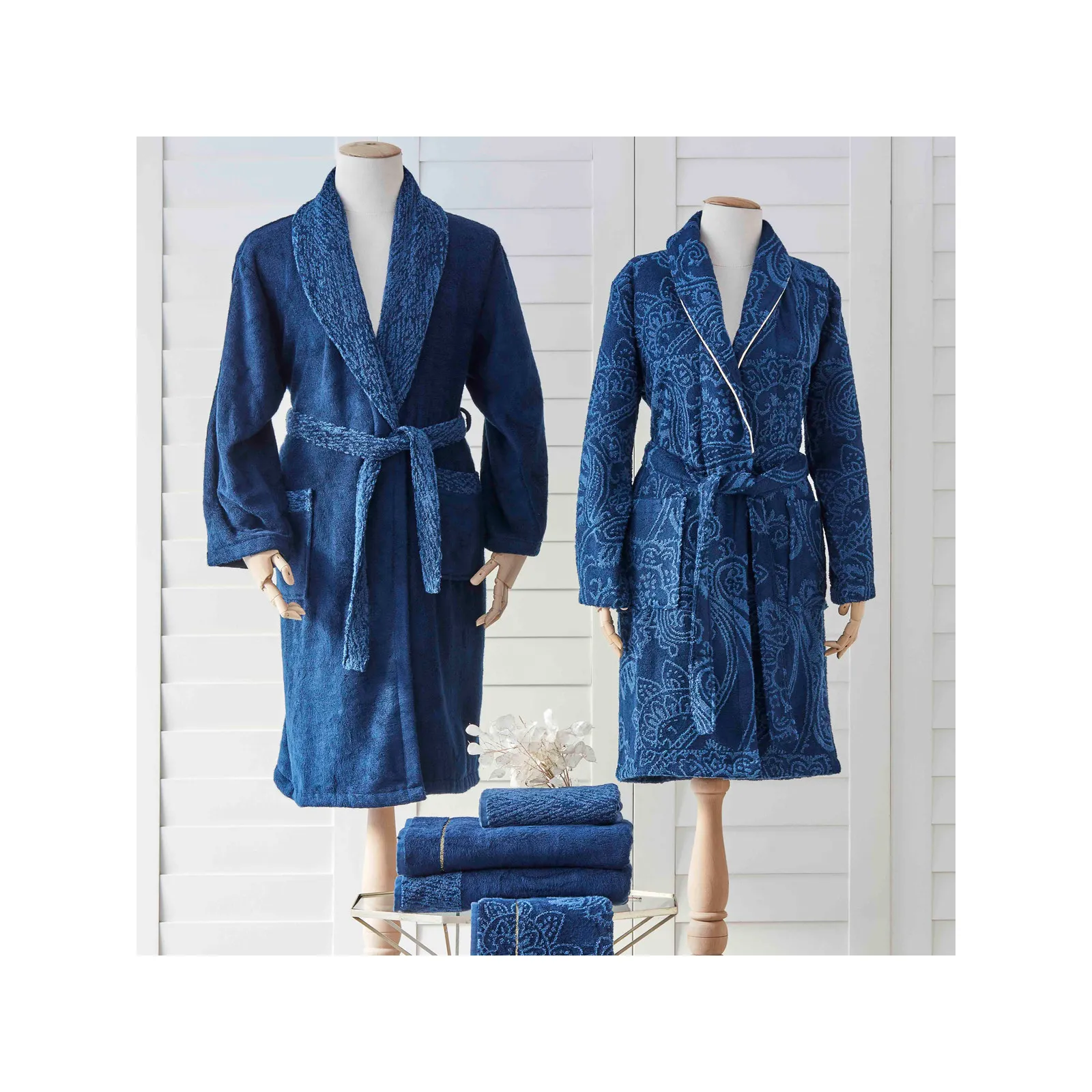 Karaca Home Venita Marineblau 6 Teiliges Privates Familienbadeset – Bild 2