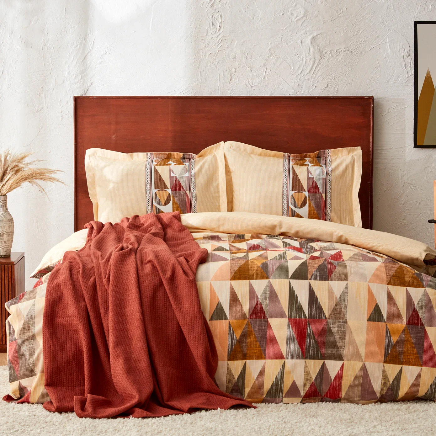 Karaca Home Franela 100% baumwolle doppelbett bettwäsche set mit decken-geschenk