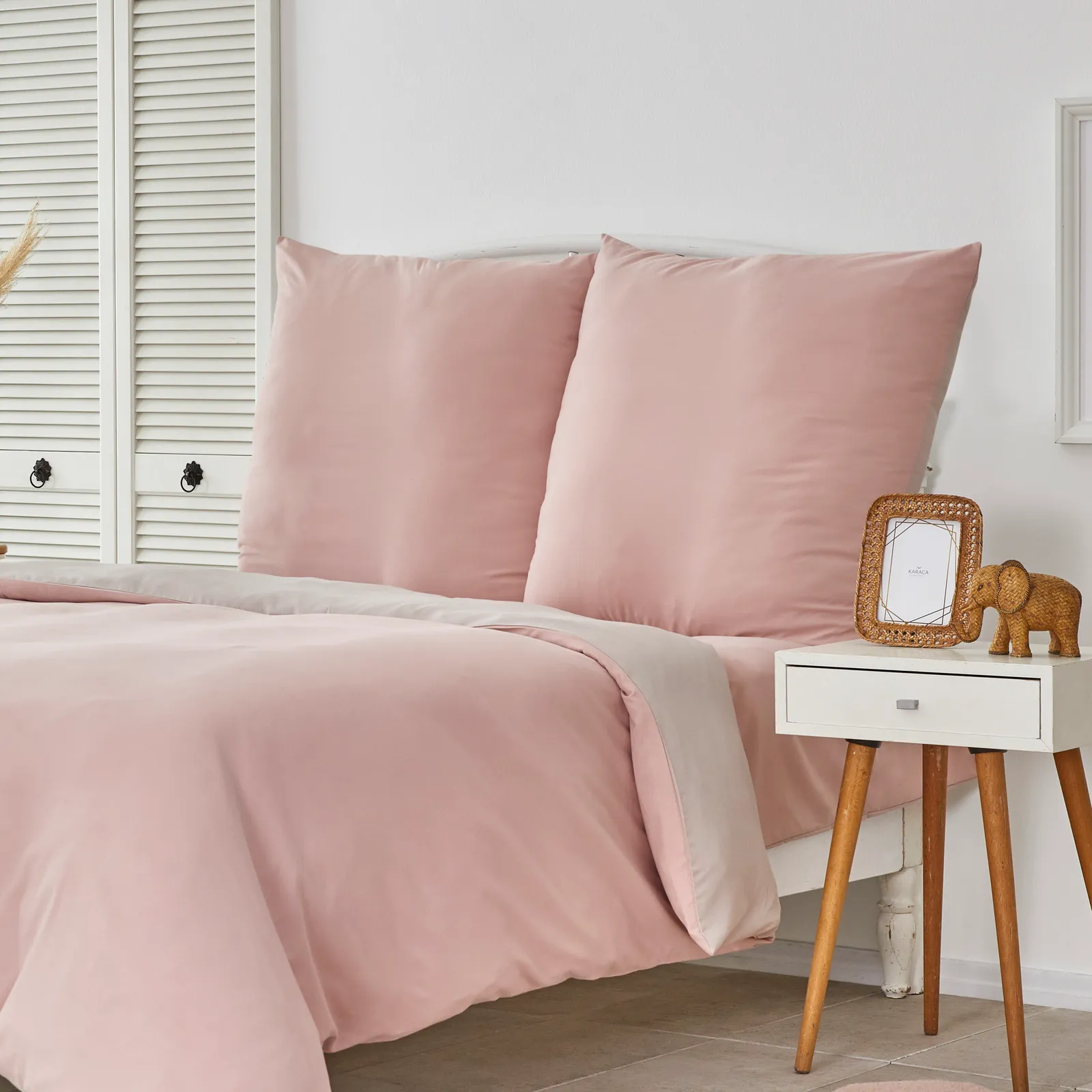 Karaca Home Puderrossa Und Beige Bettbezug Set Doppelt – Bild 3