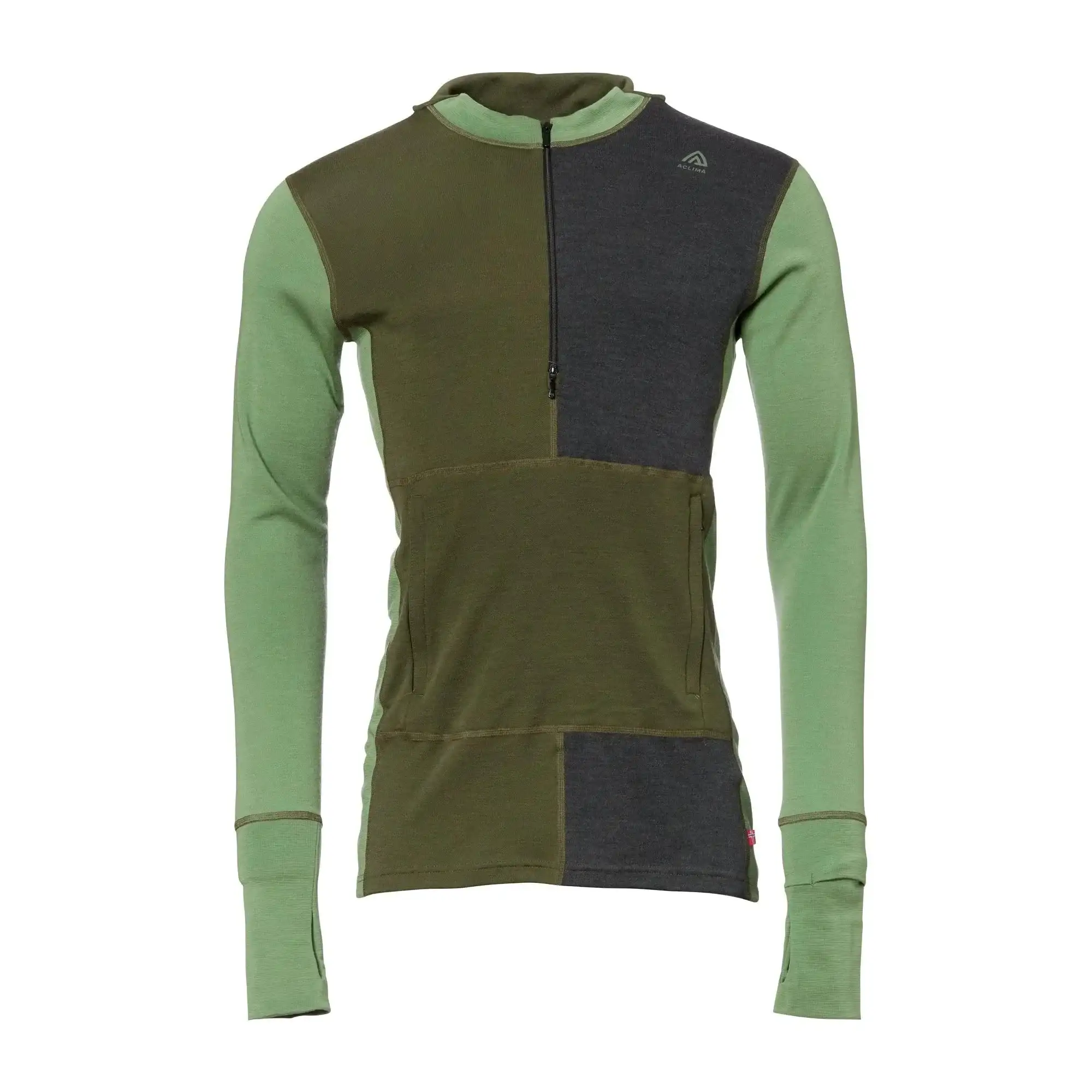 Hoodie WarmWool Sweater Zip olive night dill melange