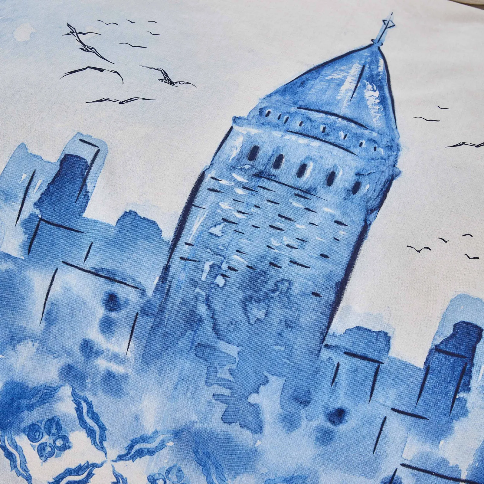 Karaca Home Galata Blauer Doppelbettbezug aus 100% Baumwolle – Bild 7