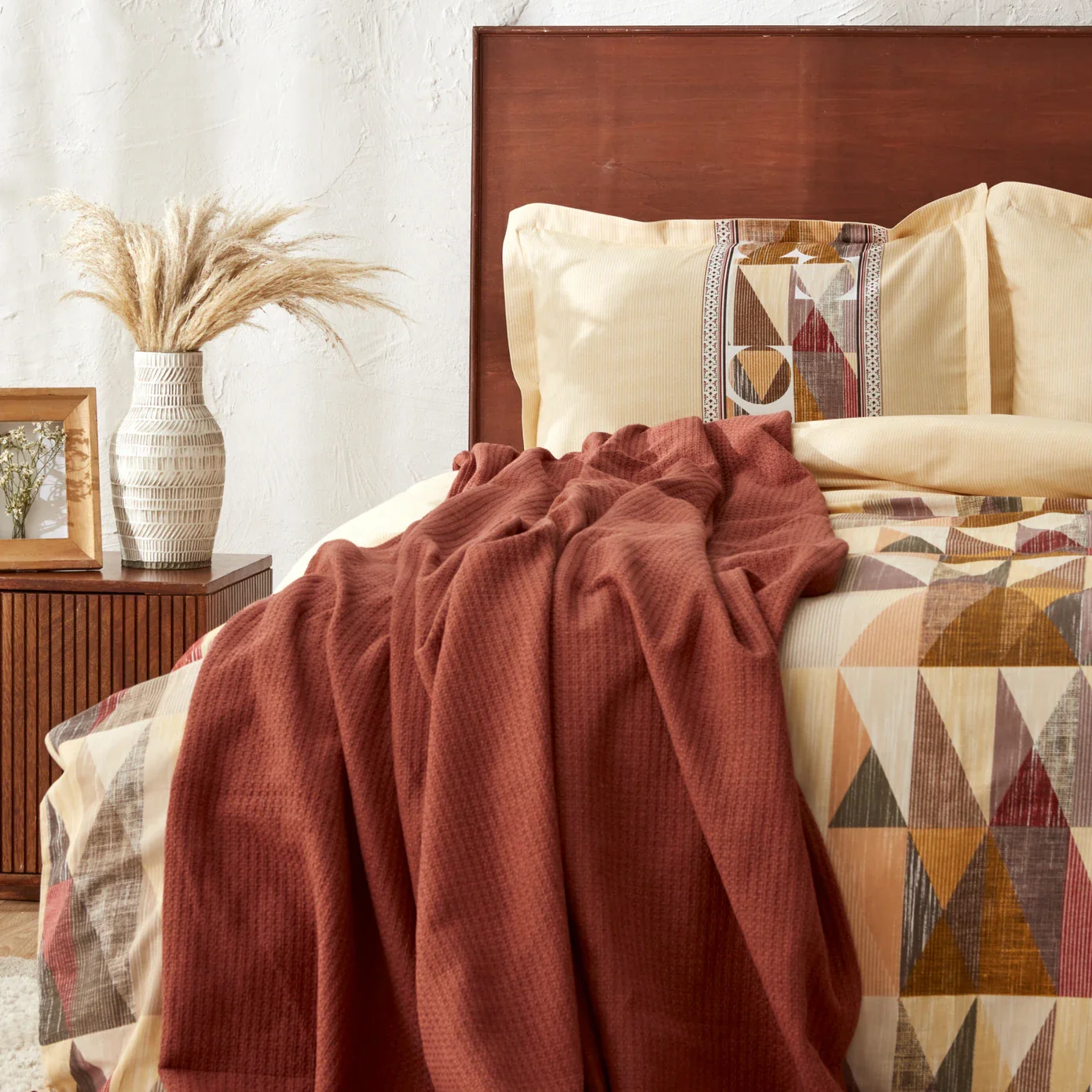 Karaca Home Franela 100% baumwolle doppelbett bettwäsche set mit decken-geschenk – Bild 4