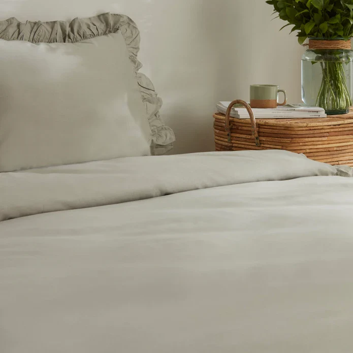 Karaca Home Pure Ruffle 100% Baumwolle King Size Bettwäsche Set Salbei – Bild 5