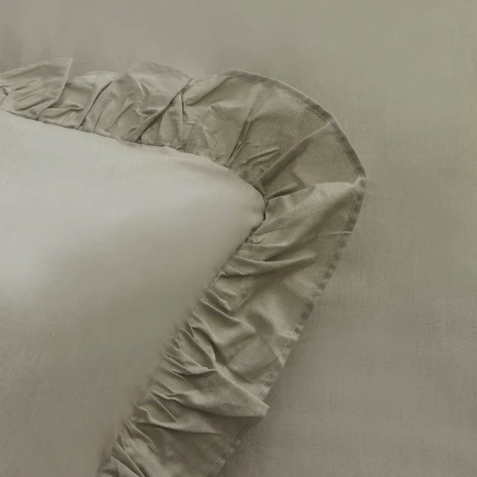 Karaca Home Pure Ruffle 100% Baumwolle King Size Bettwäsche Set Salbei – Bild 7