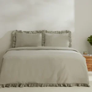 Karaca Home Pure Ruffle 100% Baumwolle King Size Bettwäsche Set Salbei