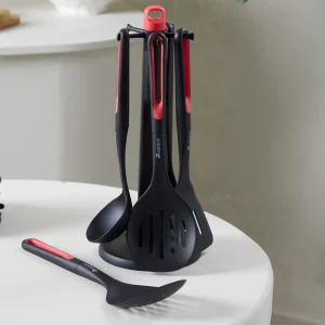 Karaca Marco Rot 6-teiliges Service-Set mit Ständer