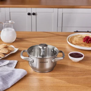 Karaca Elite Edelstahl-Induktions-Kochtopf mit Deckel, 14 cm, Silber