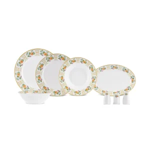 Karaca Forever Bone Britrose, 53-teiliges Tafelservice für 12 Personen