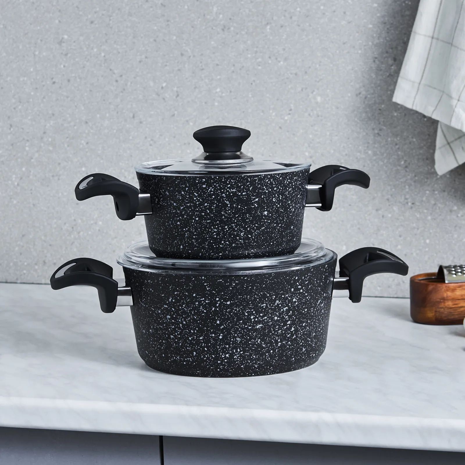 Karaca Defne Bio Granit 4-teiliges Midi Kochtopfset Schwarz – Bild 2