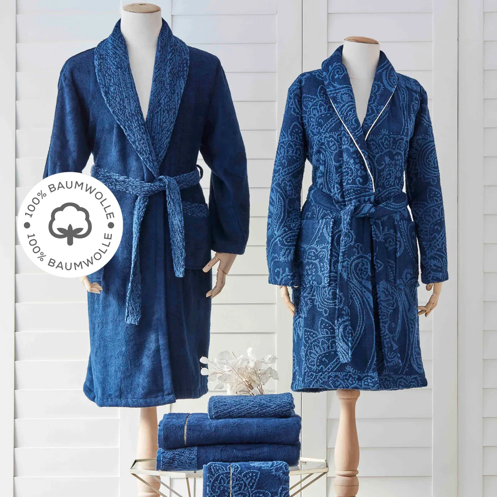 Karaca Home Venita Marineblau 6 Teiliges Privates Familienbadeset