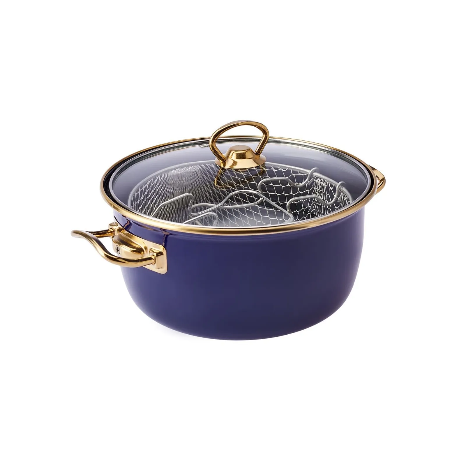 Karaca Love of Kitchen Retro Marineblau Emaillierter Bratentopf – Bild 4