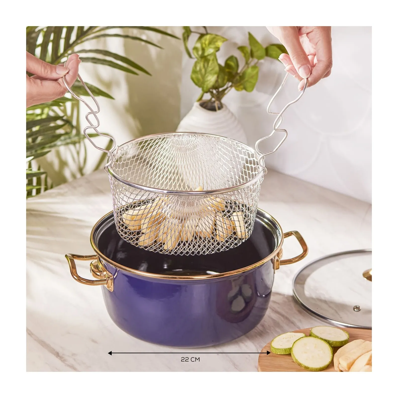 Karaca Love of Kitchen Retro Marineblau Emaillierter Bratentopf – Bild 6