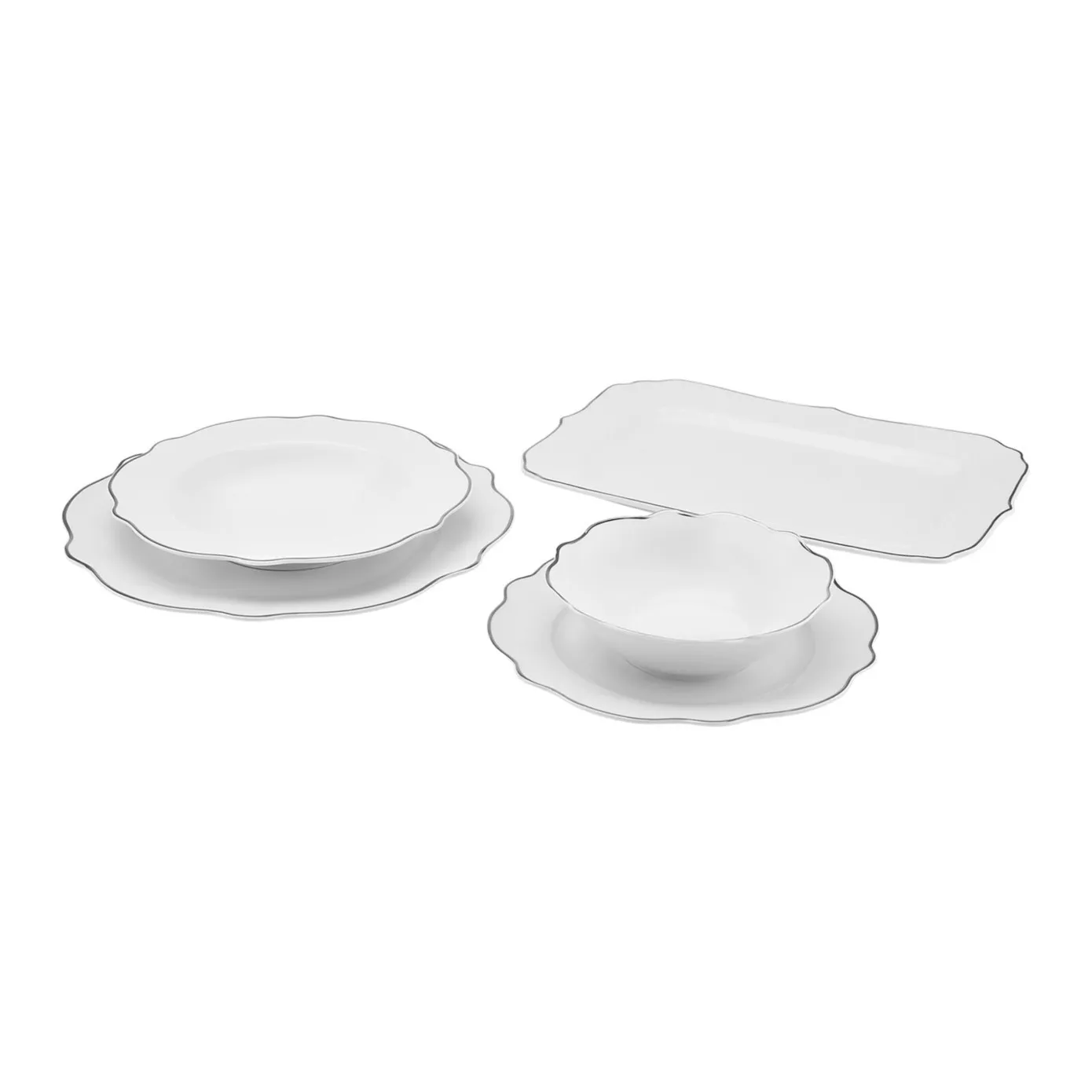 Karaca Daisy Platinium Wave Shape Servierteller 27-teiliges 6 Pers. Geschirr-Set – Bild 7