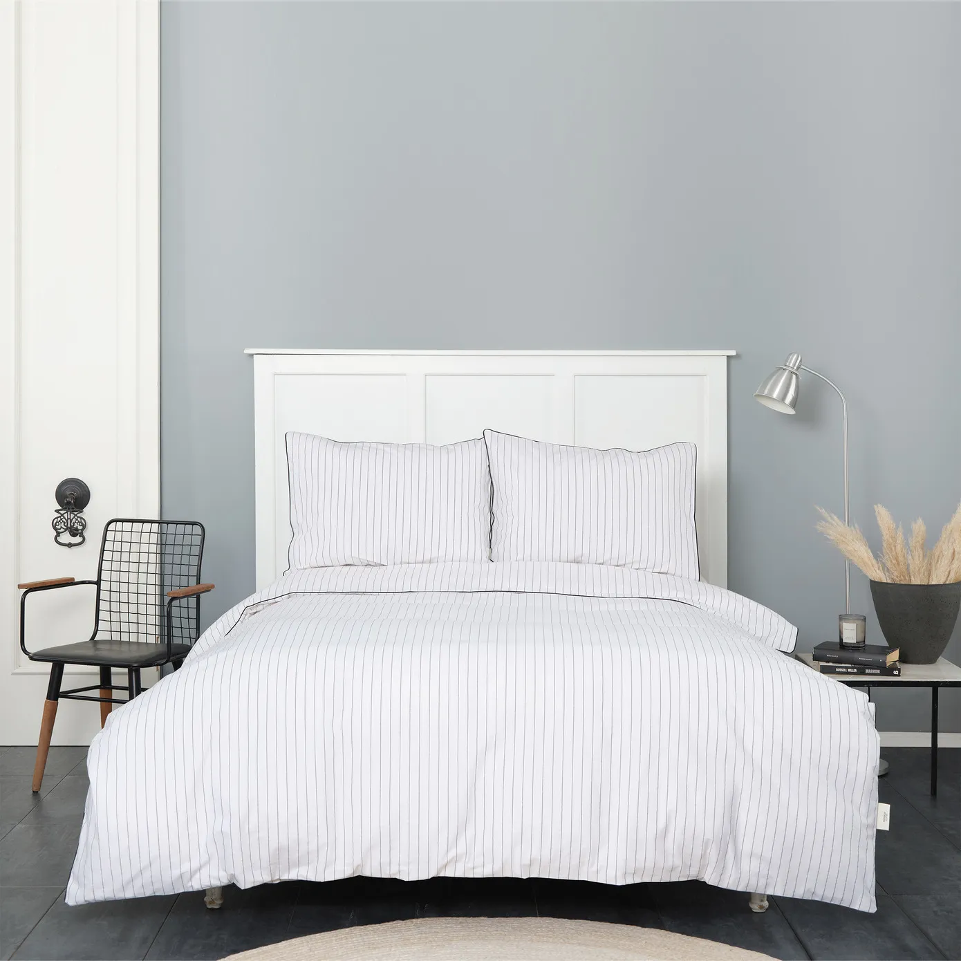 Misha Schwarz garngefärbt 100% Baumwolle 2 Personen Bettwäsche-Set – Bild 2