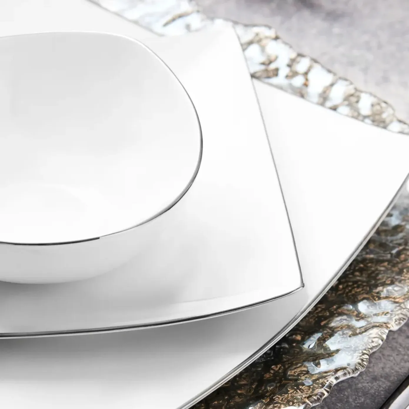 Karaca Jana Porzellangeschirr Silber 12 Teilige Set für 4 Personen – Bild 5