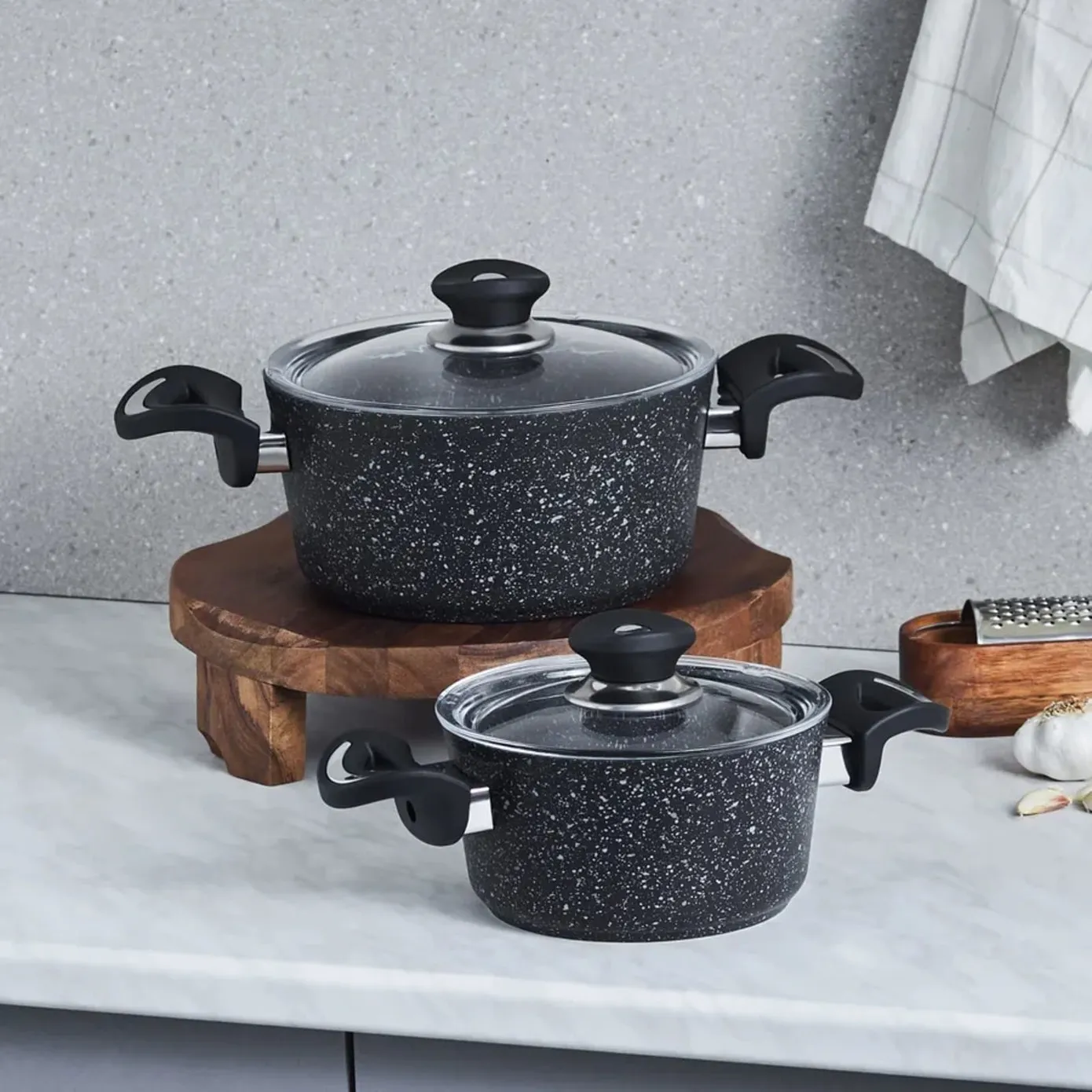 Karaca Defne Bio Granit 4-teiliges Midi Kochtopfset Schwarz – Bild 6