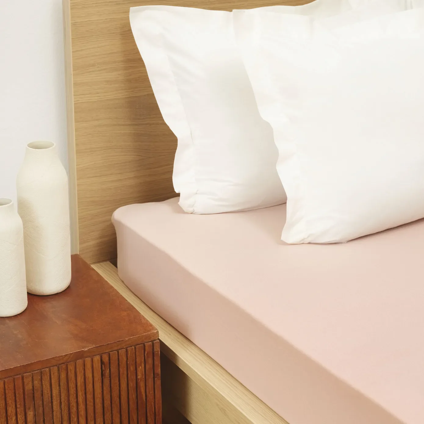 Karaca Home Lachsfarbenes gekämmtes Doppelbettlaken mit Spannbetttuch – Bild 3