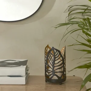 Karaca Home Kerzenständer aus Holz 9,5 x 9,3 x 16 cm Metall