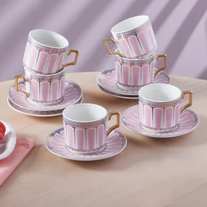 Karaca Jolly Pink Hypnose Kaffeetasse Set für 6 Personen 100 ml