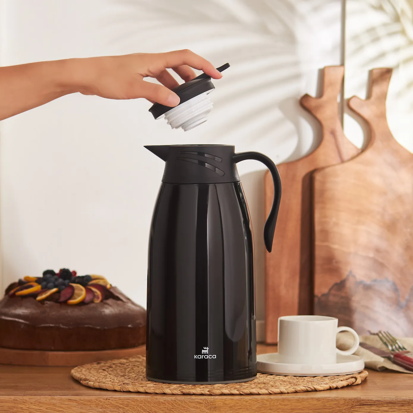 Karaca Bella Auslaufsichere Thermoskanne 1,7 Liter Schwarz – Bild 2