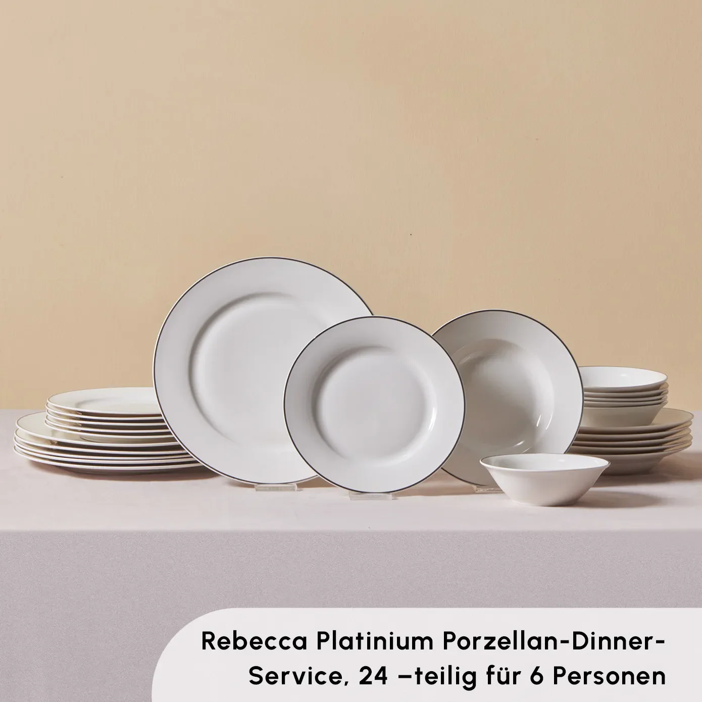Karaca Rebeca Platinium 24 Teile 6 Personen Porzellan-Geschirrset – Bild 2