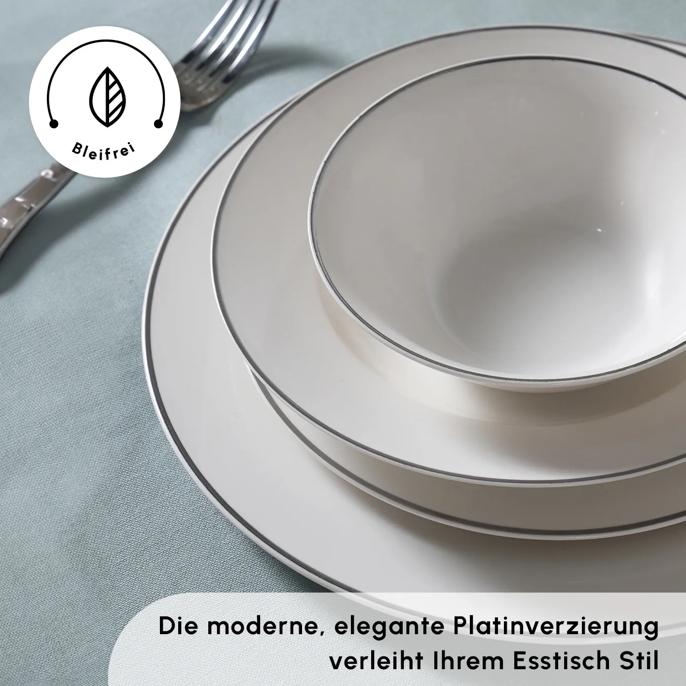 Karaca Rebeca Platinium 24 Teile 6 Personen Porzellan-Geschirrset – Bild 4