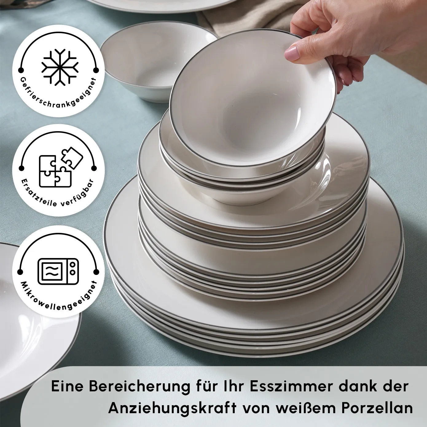 Karaca Rebeca Platinium 24 Teile 6 Personen Porzellan-Geschirrset – Bild 6