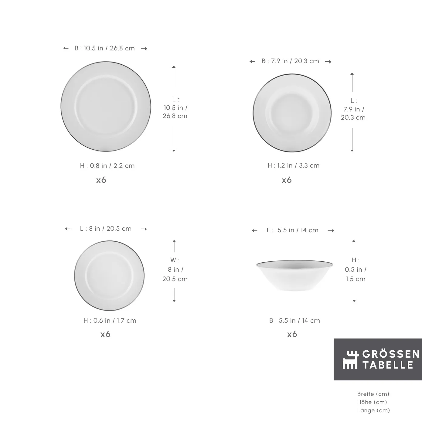 Karaca Rebeca Platinium 24 Teile 6 Personen Porzellan-Geschirrset – Bild 8