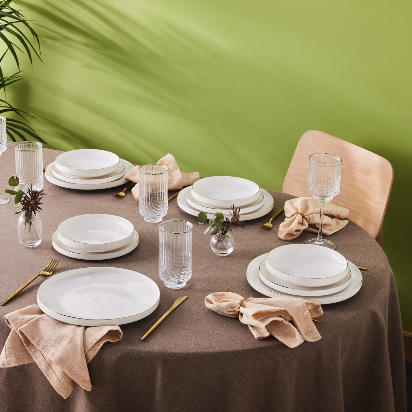 Karaca Streamline New Saturn Platin Geschirrset für 4 Personen, New Generation Bone, 12 Teilig – Bild 2