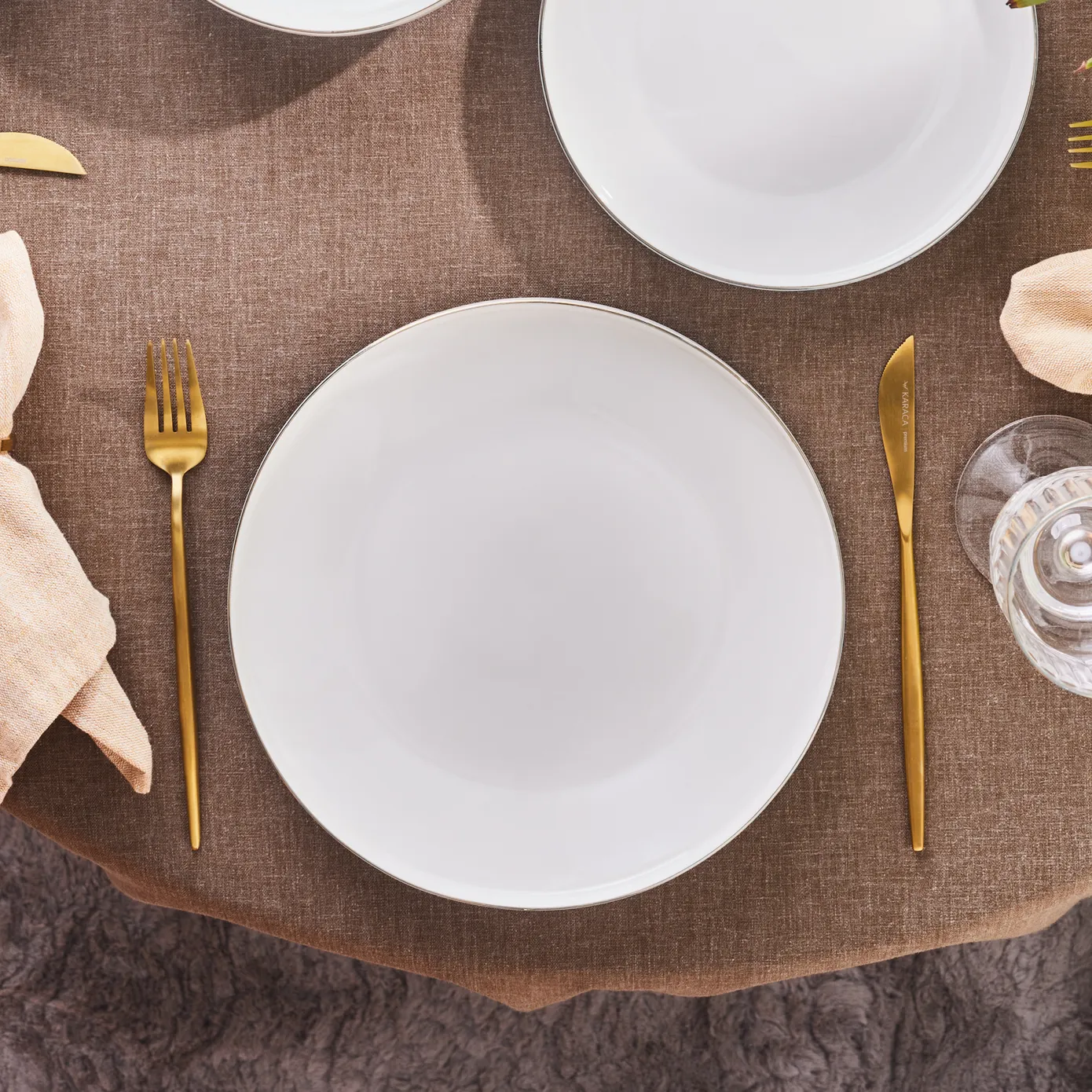 Karaca Streamline New Saturn Platin Geschirrset für 4 Personen, New Generation Bone, 12 Teilig – Bild 4