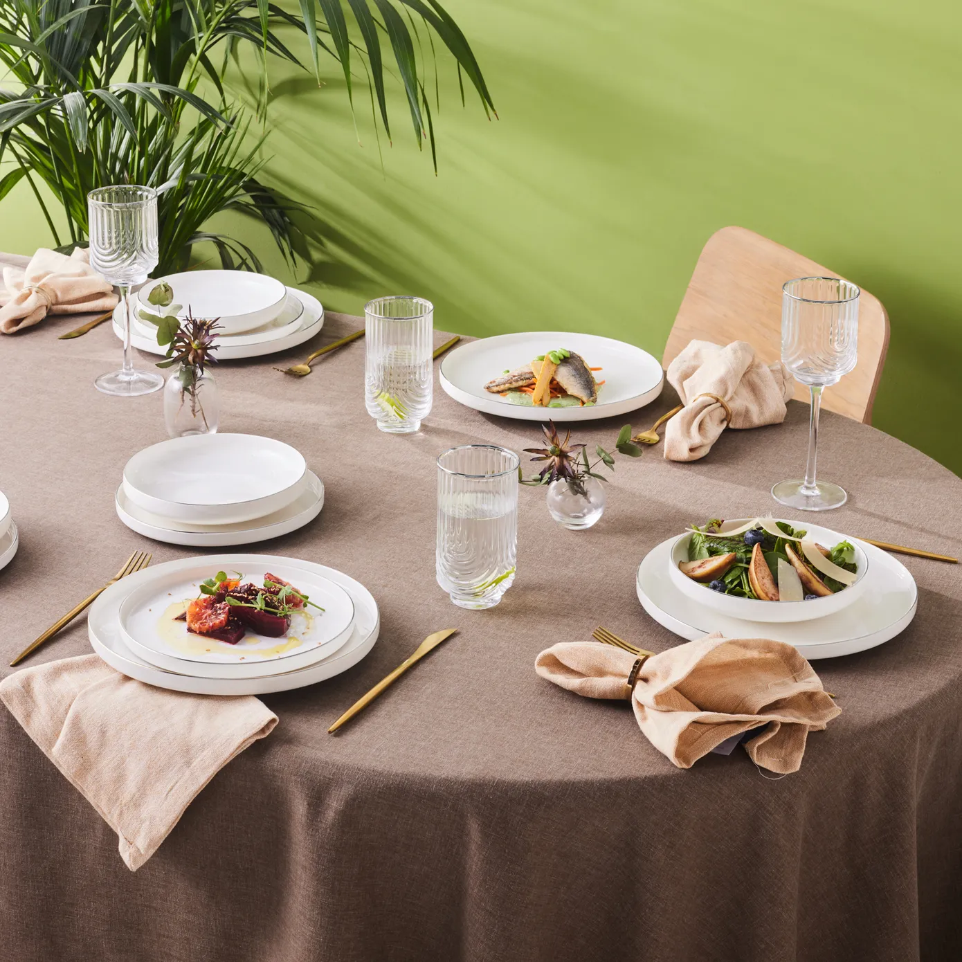 Karaca Streamline New Saturn Platin Geschirrset für 4 Personen, New Generation Bone, 12 Teilig – Bild 5