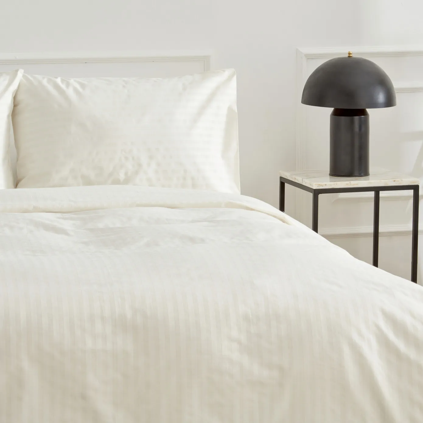 Karaca Home Josef gestreift Satin Doppel Bettbezug Set Ecru – Bild 2