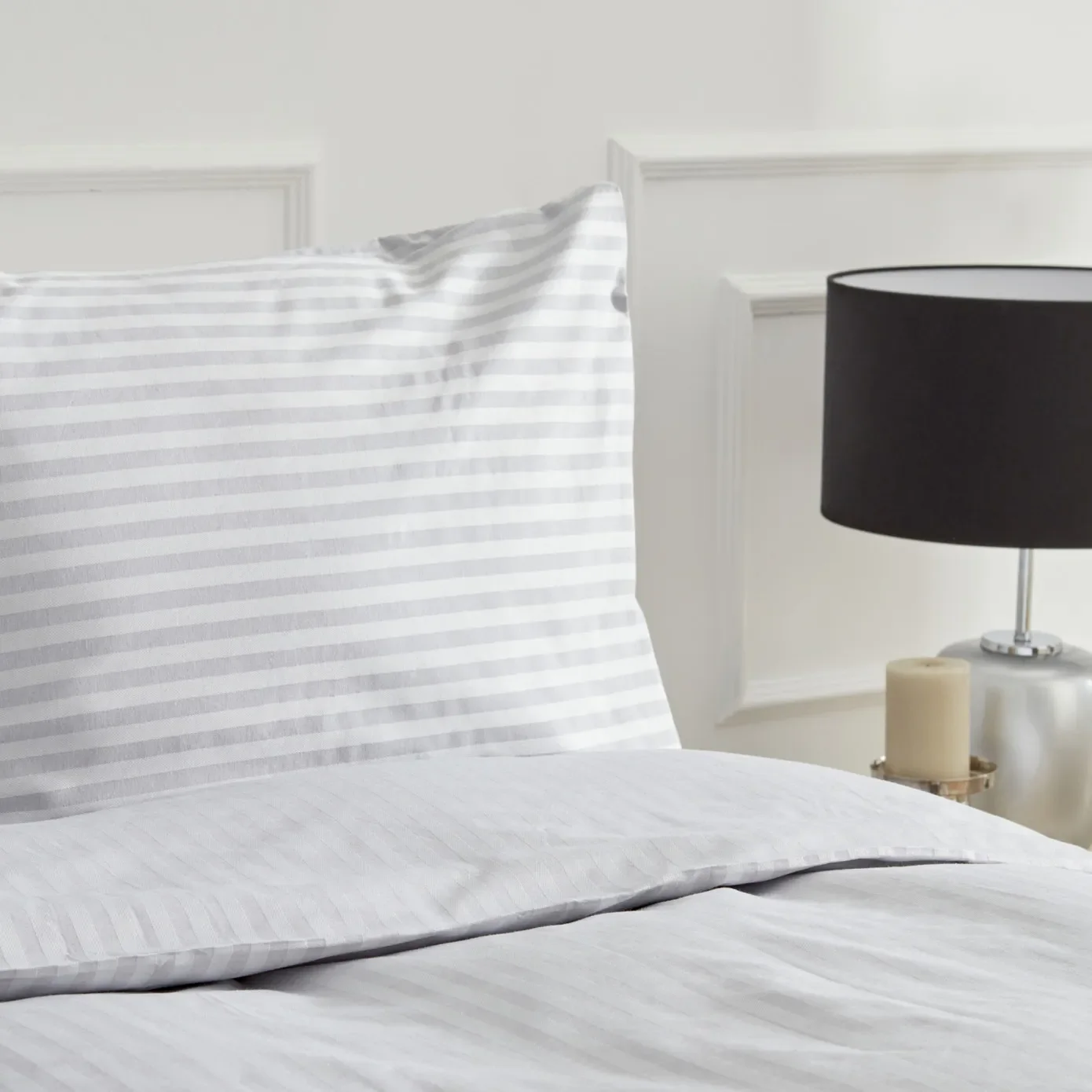 Karaca Home Josef Satin Doppel-Bettbezug Set Gestreift Grau – Bild 4