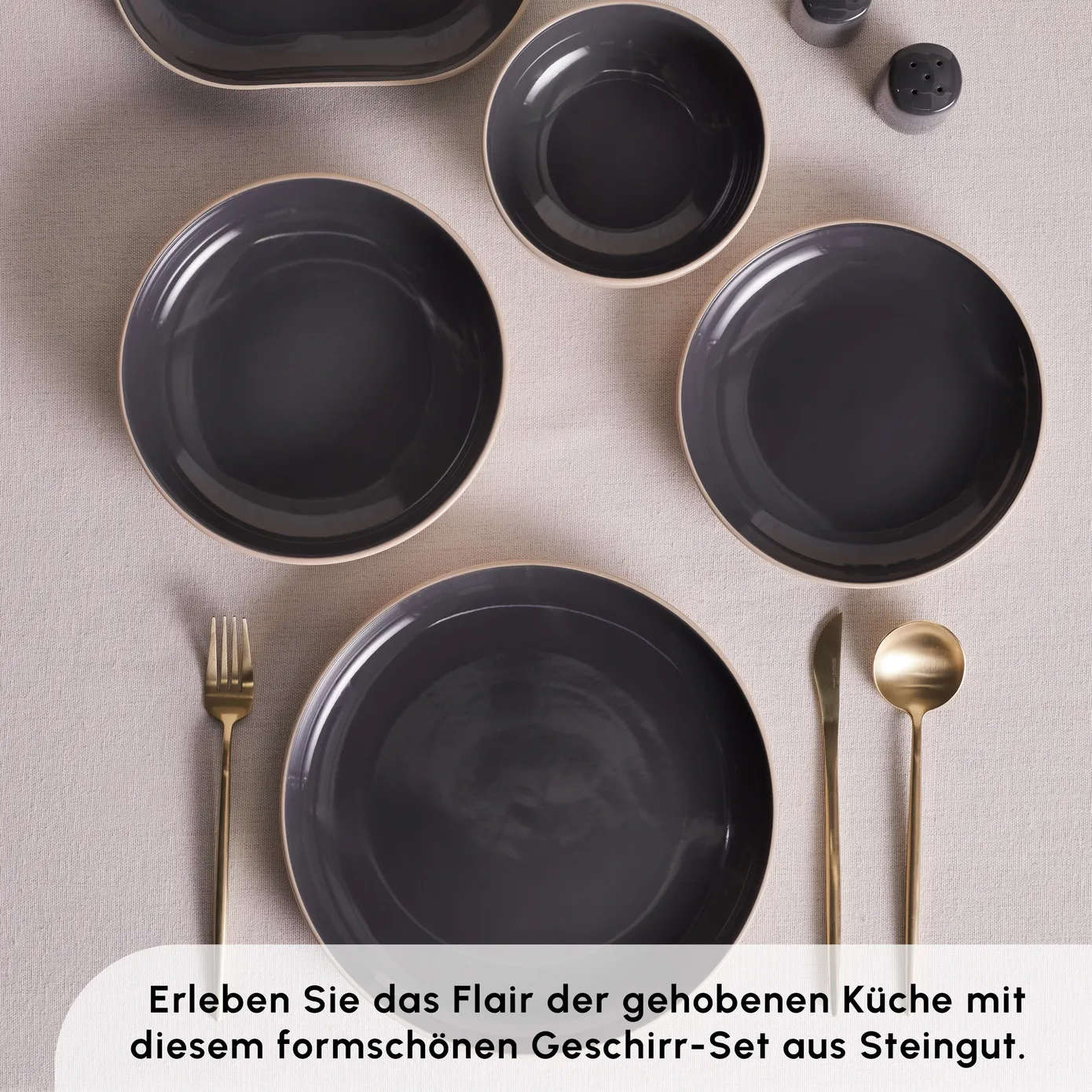 Karaca Terra 36-Teiliges 8-Personen Geschirrset Anthrazit – Bild 4