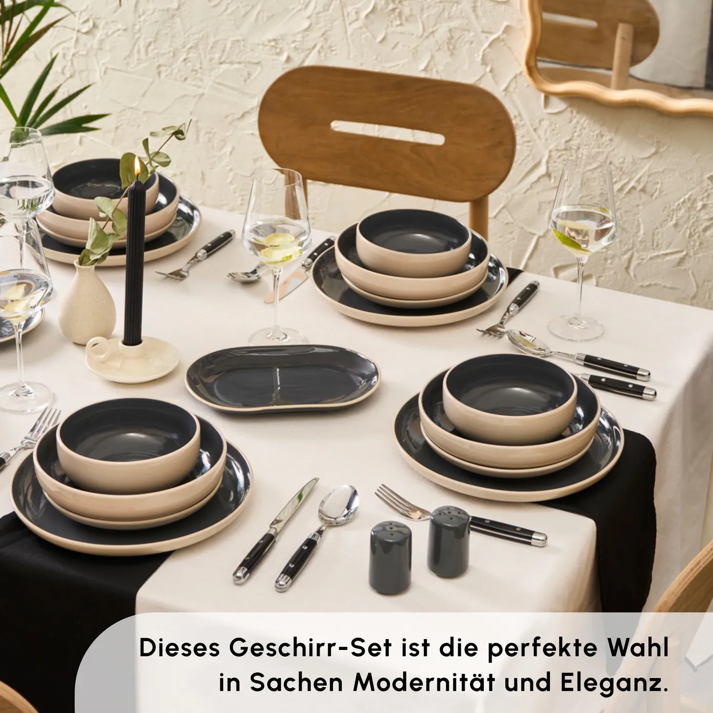 Karaca Terra 36-Teiliges 8-Personen Geschirrset Anthrazit – Bild 5