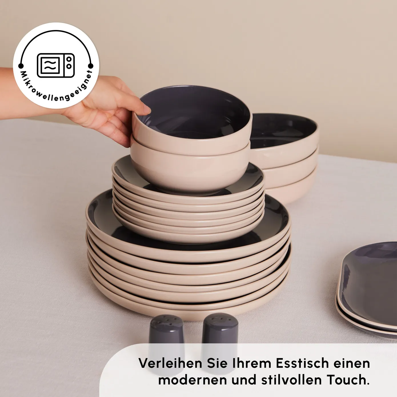 Karaca Terra 36-Teiliges 8-Personen Geschirrset Anthrazit – Bild 6