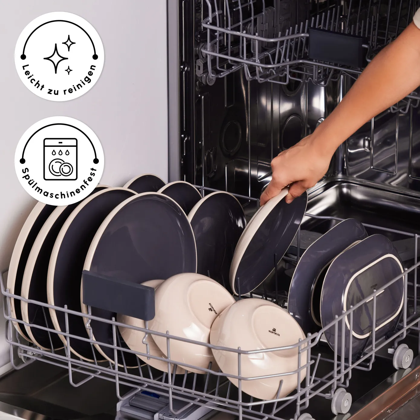 Karaca Terra 36-Teiliges 8-Personen Geschirrset Anthrazit – Bild 8