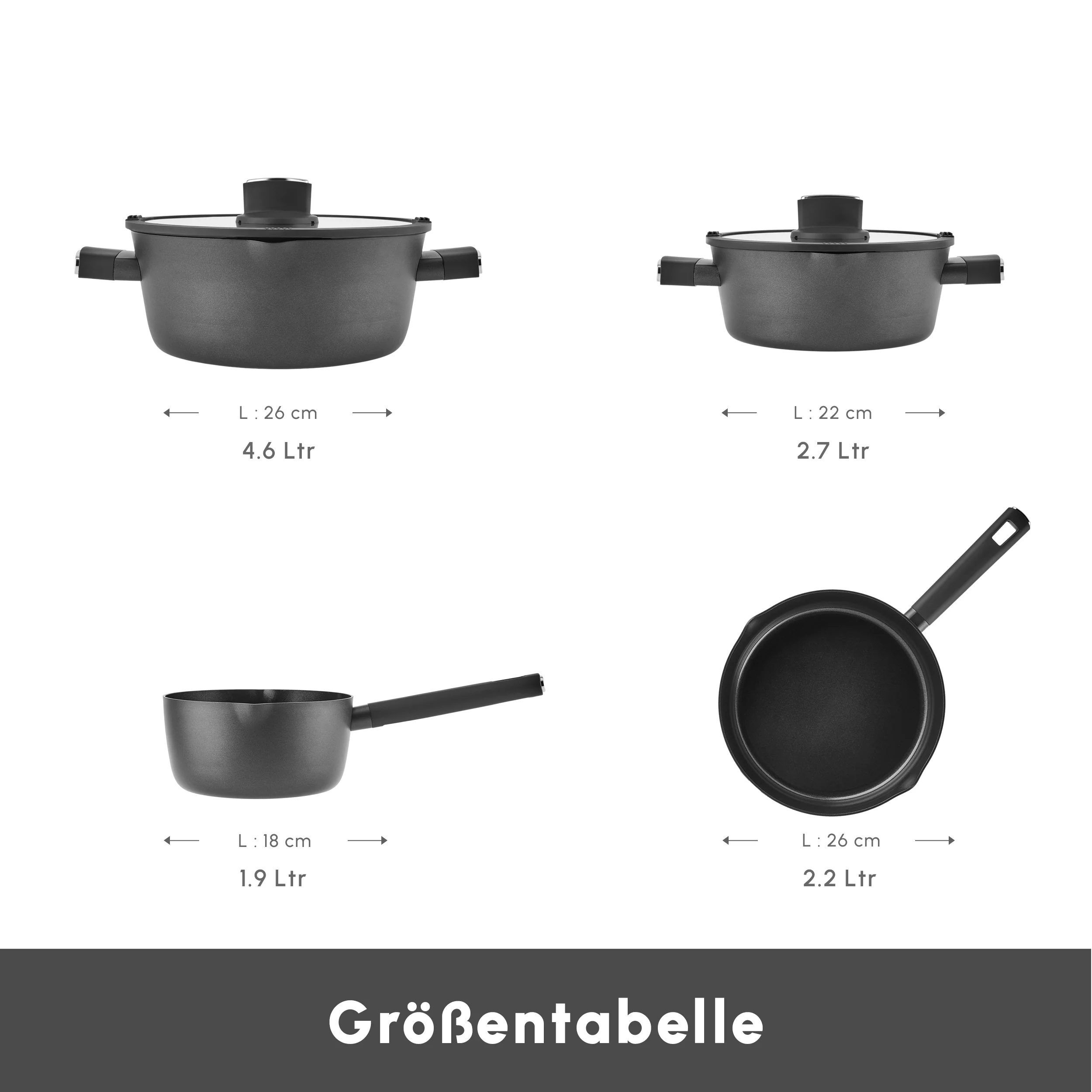 Karaca Swiss Crystal Midnight Keramik Kochgeschirr-Set 6-teilig – Bild 2