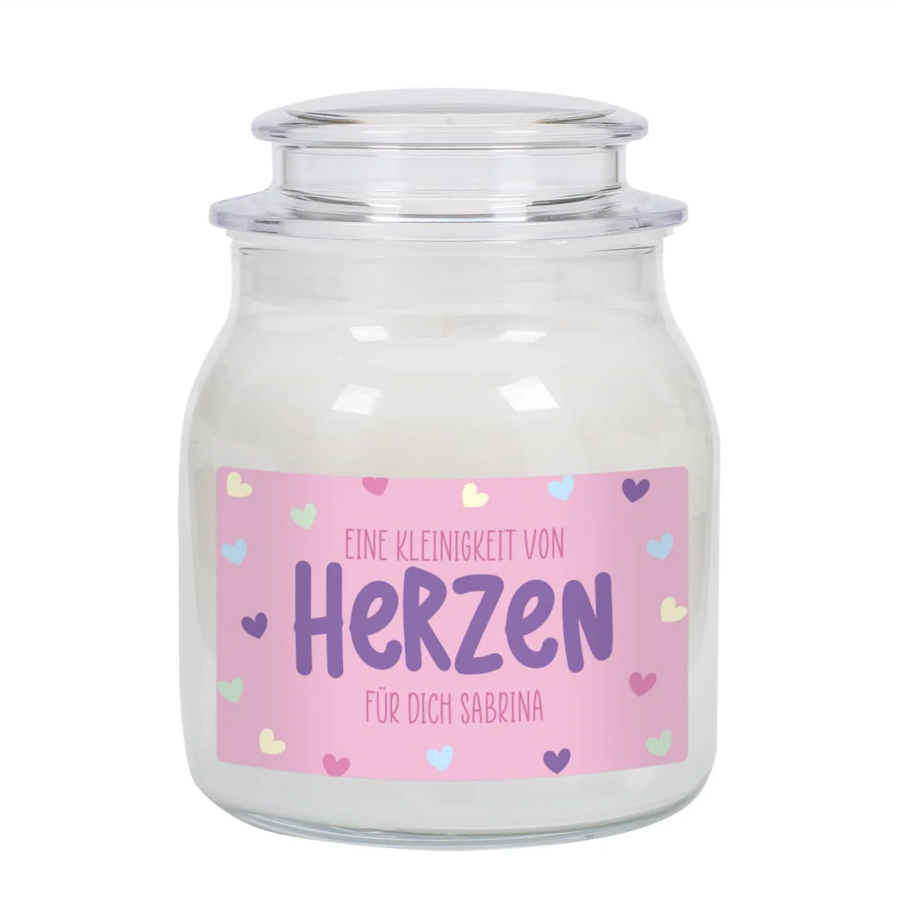 Eine Kleinigkeit von Herzen - Duftkerze im Glas mit Ihrem Wunschtext – Bild 8