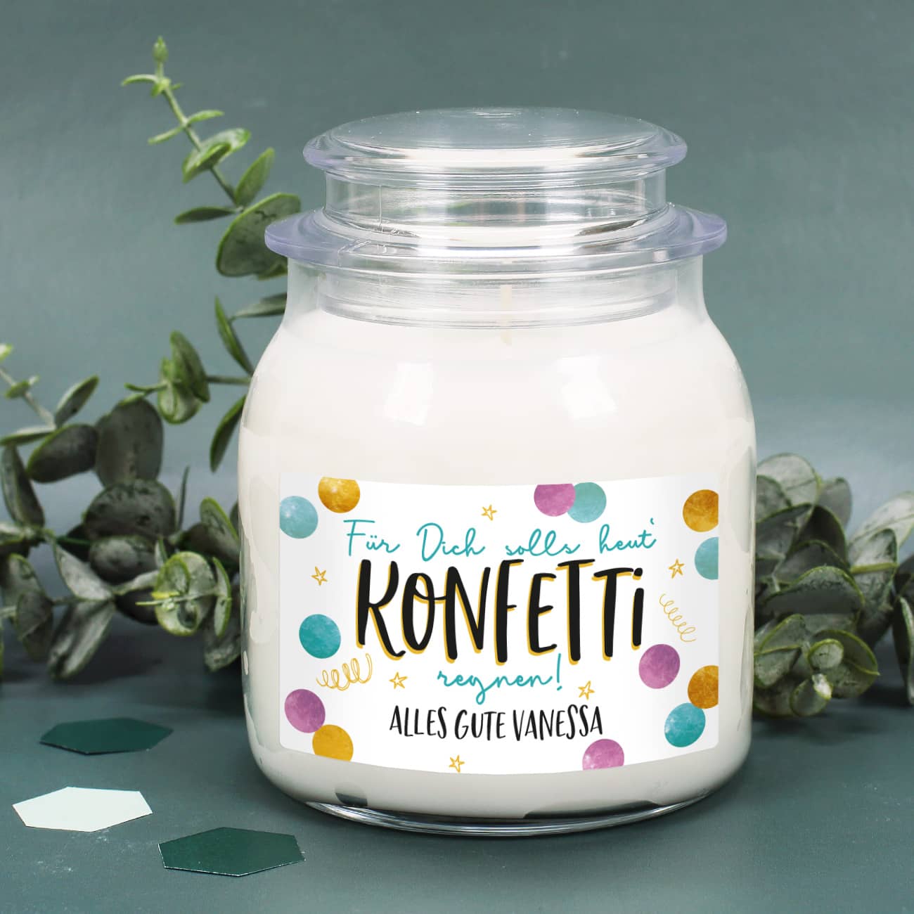 Für Dich solls heut' Konfetti regnen - Geburtstagskerze mit Ihrem Wunschtext – Bild 5