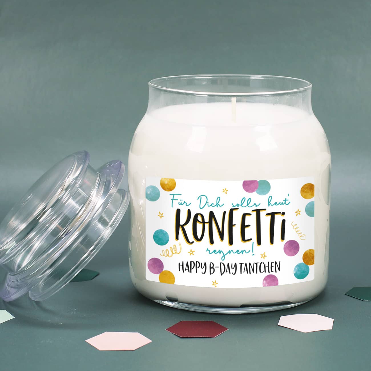 Für Dich solls heut' Konfetti regnen - Geburtstagskerze mit Ihrem Wunschtext – Bild 6