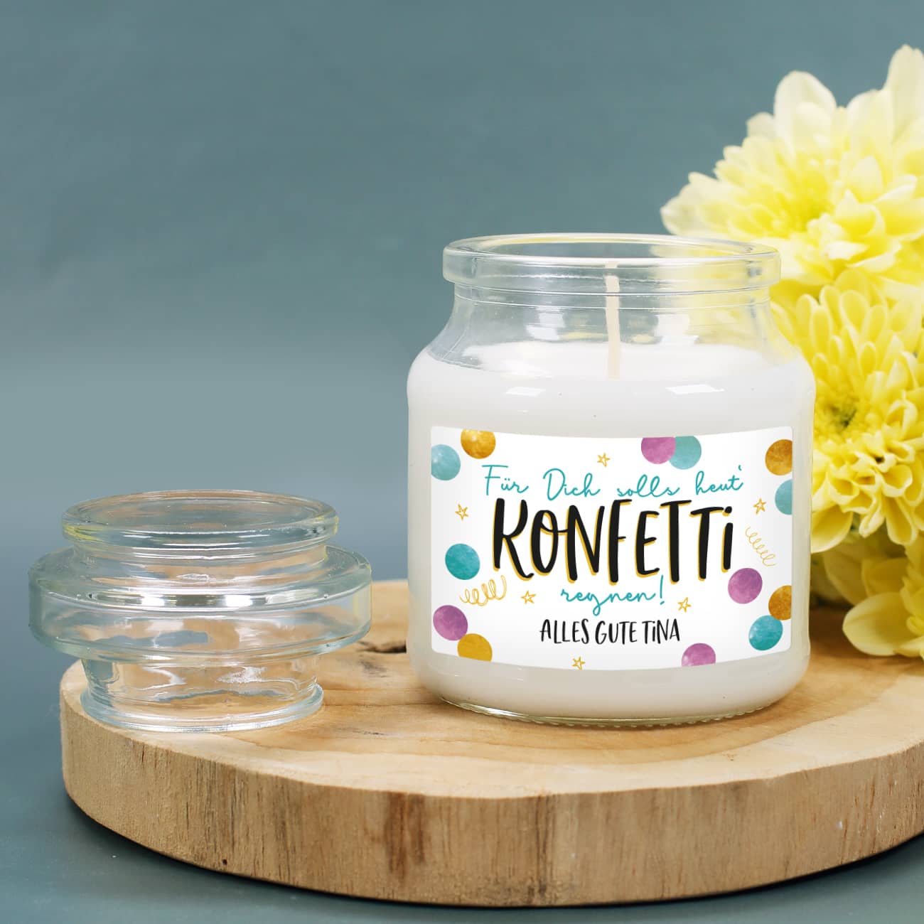 Für Dich solls heut' Konfetti regnen - Geburtstagskerze mit Ihrem Wunschtext – Bild 2
