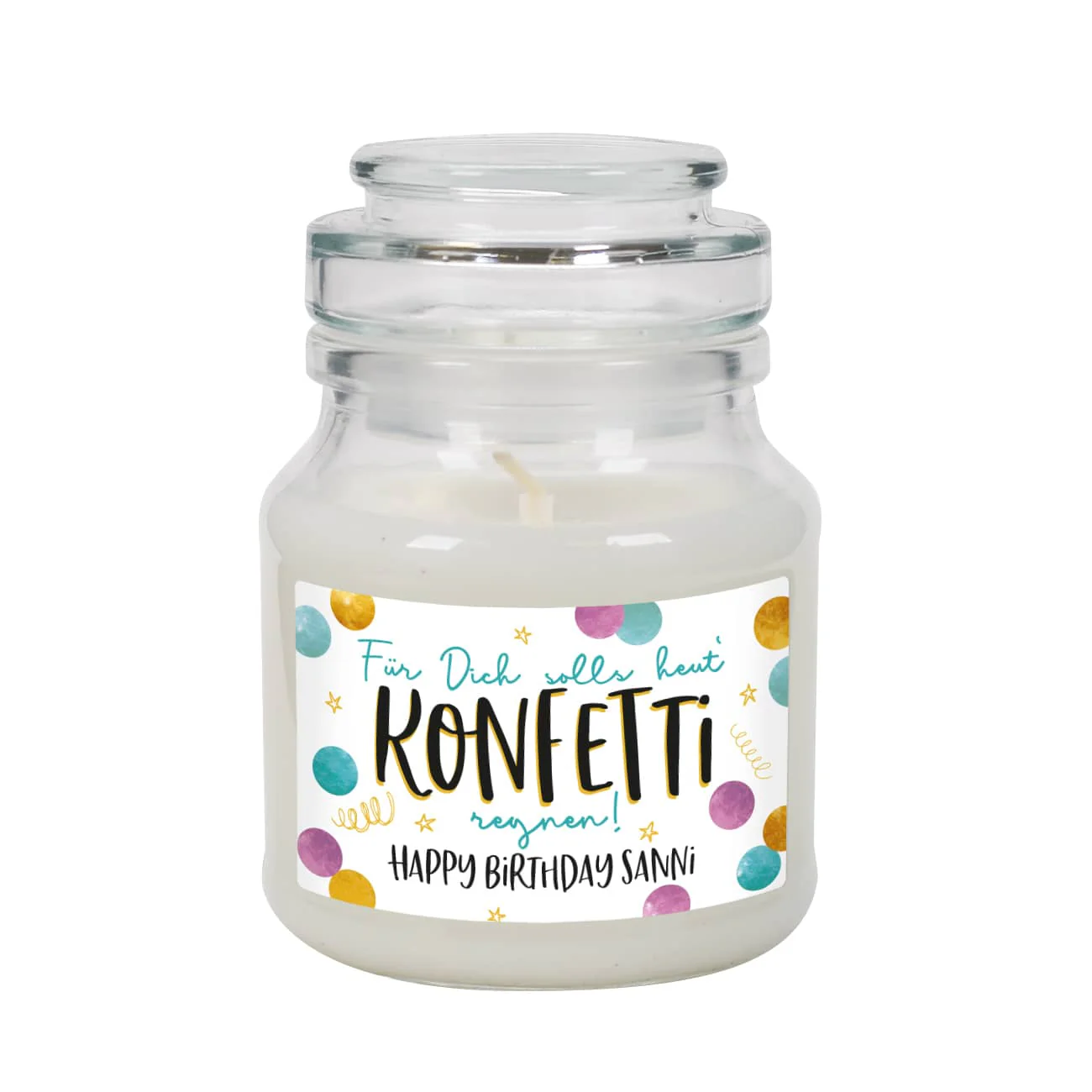 Für Dich solls heut' Konfetti regnen - Geburtstagskerze mit Ihrem Wunschtext – Bild 4