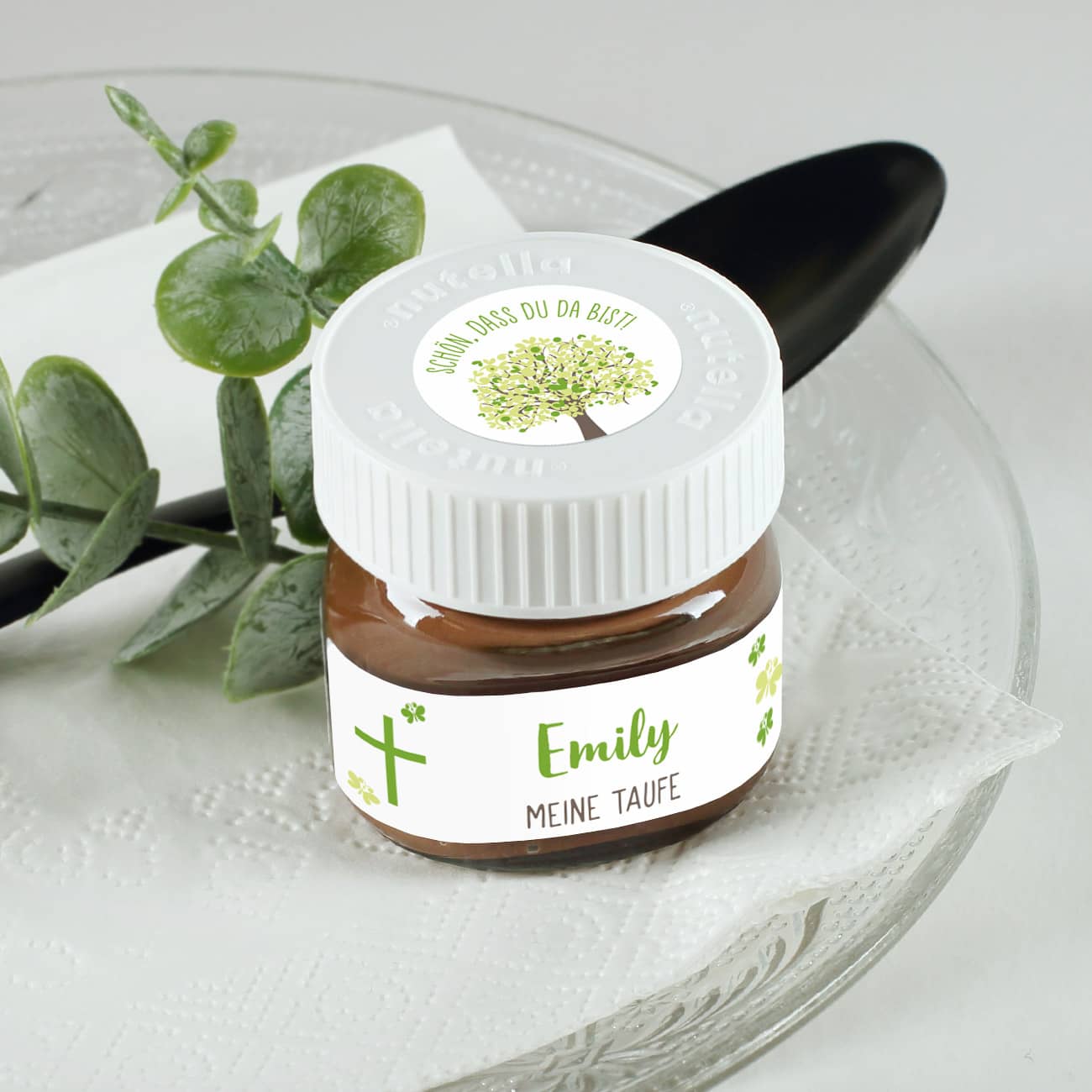 10er Set Nutella Gläschen zur Konfirmation, Kommunion oder Taufe in 3 Farbvarianten