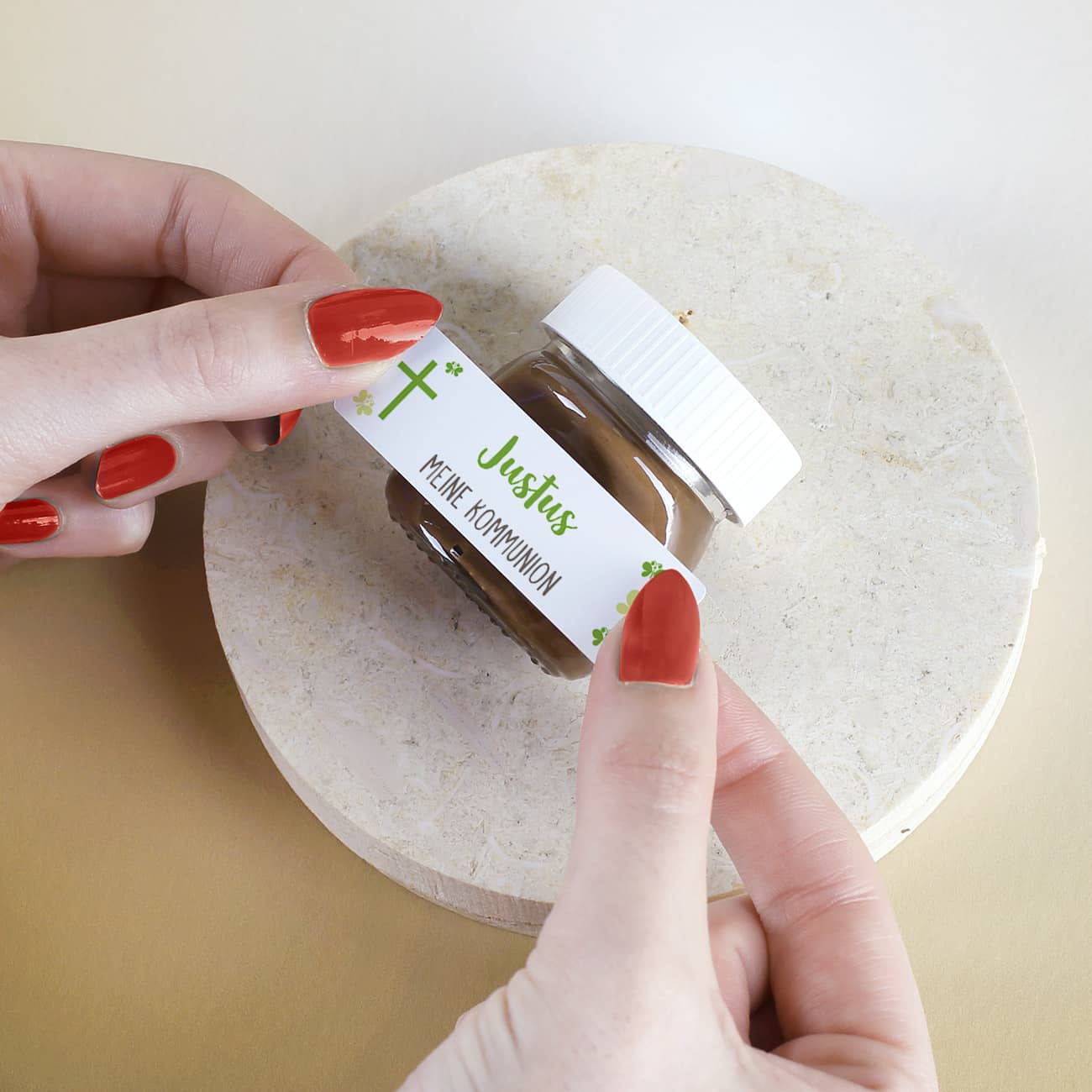 10er Set Nutella Gläschen zur Konfirmation, Kommunion oder Taufe in 3 Farbvarianten – Bild 3